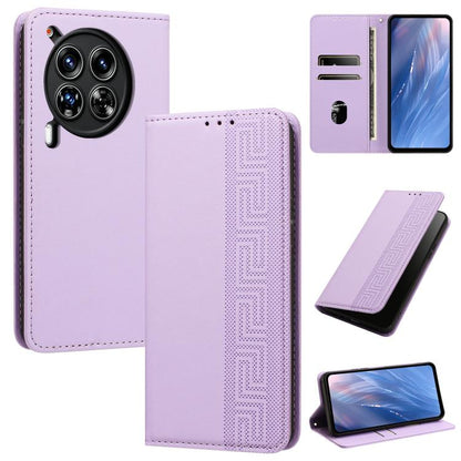 Embossed Meander Pattern RFID Vegan Leather Phone Case, For Tecno Spark 30 Pro 4G, For Tecno Spark 30 4G, For Tecno Spark 30C 4G, For Tecno Spark 20 Pro 5G, For Tecno Camon 30 Premier 5G, For Tecno Pova 6 Neo 4G, For Tecno Pova 6 5G                    ...