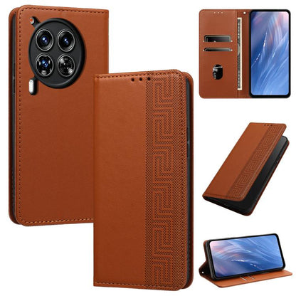 Embossed Meander Pattern RFID Vegan Leather Phone Case, For Tecno Spark 30 Pro 4G, For Tecno Spark 30 4G, For Tecno Spark 30C 4G, For Tecno Spark 20 Pro 5G, For Tecno Camon 30 Premier 5G, For Tecno Pova 6 Neo 4G, For Tecno Pova 6 5G                    ...