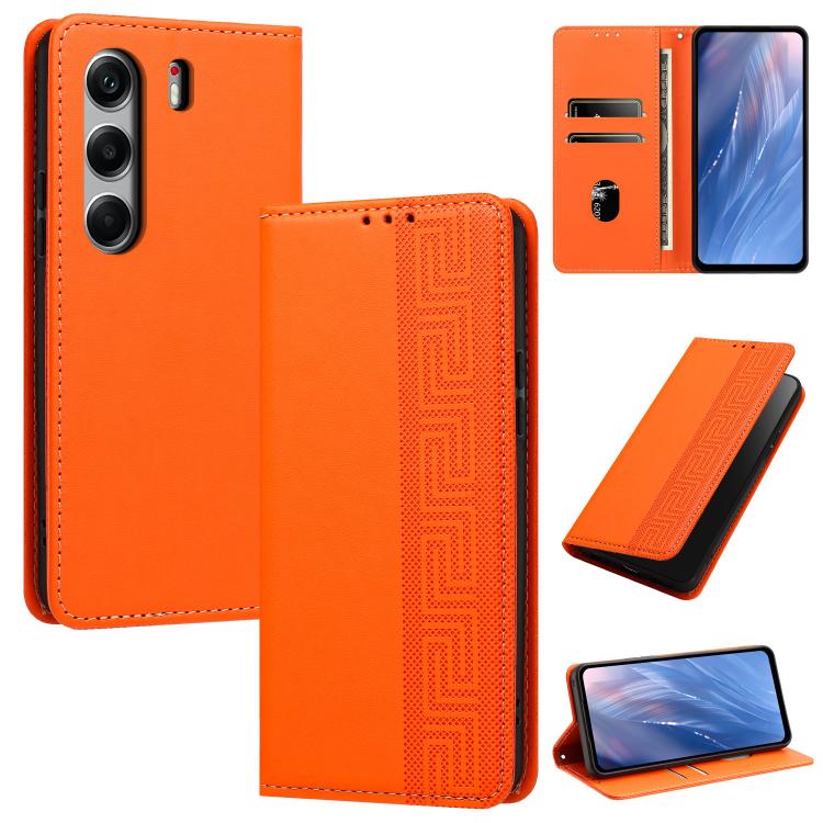Embossed Meander Pattern RFID Vegan Leather Phone Case, For Tecno Spark 40 Pro 4G, For Tecno Spark 40 4G, For Tecno Pova 7 Ultra, For Tecno Pova 7 4G, For Tecno Spark Go 1/Go 1S/Pop 9 4G, For Tecno Camon 40 Pro 4G, For Tecno Camon 40 Premier 5G        ...