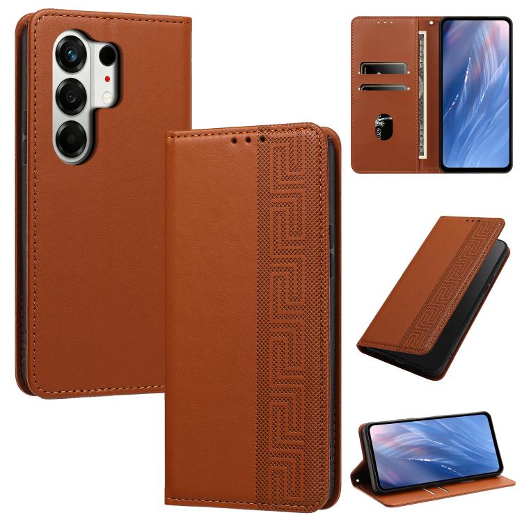 Embossed Meander Pattern RFID Vegan Leather Phone Case, For Tecno Spark Go 2024 / Spark 20 4G, For Tecno Camon 50 Pro 4G / 5G, For Tecno Spark 50 5G, For Tecno Spark 50 4G, For Tecno Camon 50 4G, For Tecno Spark Go 3, For Tecno Spark Go 2025 / Spark 40...