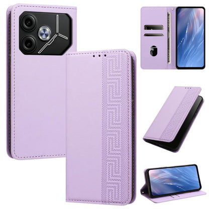 Embossed Meander Pattern RFID Vegan Leather Phone Case, For Tecno Spark 30 Pro 4G, For Tecno Spark 30 4G, For Tecno Spark 30C 4G, For Tecno Spark 20 Pro 5G, For Tecno Camon 30 Premier 5G, For Tecno Pova 6 Neo 4G, For Tecno Pova 6 5G                    ...