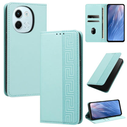 Embossed Meander Pattern RFID Vegan Leather Phone Case, For Tecno Spark 40 Pro 4G, For Tecno Spark 40 4G, For Tecno Pova 7 Ultra, For Tecno Pova 7 4G, For Tecno Spark Go 1/Go 1S/Pop 9 4G, For Tecno Camon 40 Pro 4G, For Tecno Camon 40 Premier 5G        ...