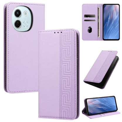 Embossed Meander Pattern RFID Vegan Leather Phone Case, For Tecno Spark 40 Pro 4G, For Tecno Spark 40 4G, For Tecno Pova 7 Ultra, For Tecno Pova 7 4G, For Tecno Spark Go 1/Go 1S/Pop 9 4G, For Tecno Camon 40 Pro 4G, For Tecno Camon 40 Premier 5G        ...