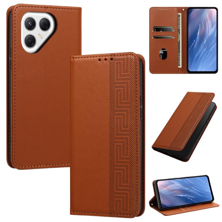 Embossed Meander Pattern RFID Vegan Leather Phone Case, For Tecno Spark Go 2024 / Spark 20 4G, For Tecno Camon 50 Pro 4G / 5G, For Tecno Spark 50 5G, For Tecno Spark 50 4G, For Tecno Camon 50 4G, For Tecno Spark Go 3, For Tecno Spark Go 2025 / Spark 40...