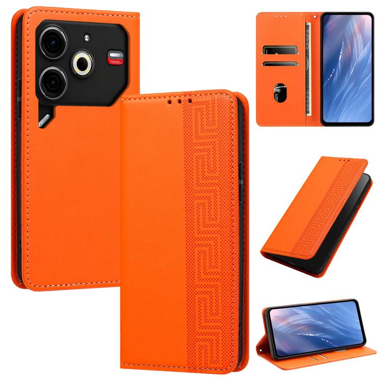 Embossed Meander Pattern RFID Vegan Leather Phone Case, For Tecno Spark 30 Pro 4G, For Tecno Spark 30 4G, For Tecno Spark 30C 4G, For Tecno Spark 20 Pro 5G, For Tecno Camon 30 Premier 5G, For Tecno Pova 6 Neo 4G, For Tecno Pova 6 5G                    ...