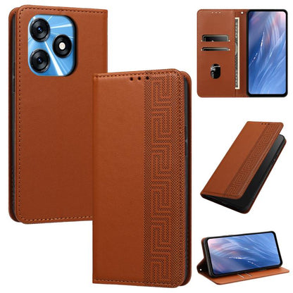 Embossed Meander Pattern RFID Vegan Leather Phone Case, For Tecno Pova 5, For Tecno Camon 20 Premier, For Tecno Camon 20 Pro 5G, For Tecno Camon 20 / 20 Pro 4G, For Tecno Spark Go 2023 / Pop 7 Pro, For Tecno Spark 10 4G / Spark 10C                     ...
