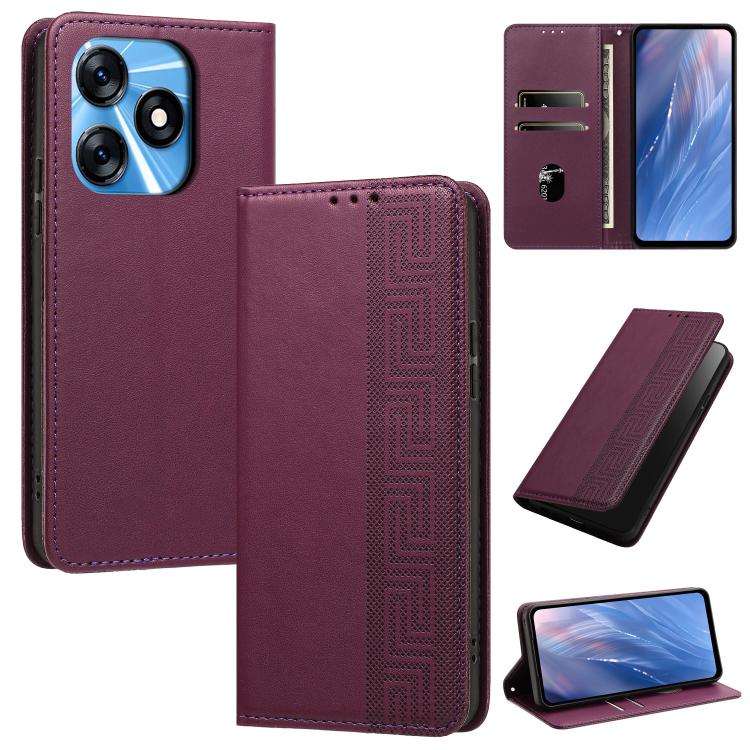Embossed Meander Pattern RFID Vegan Leather Phone Case, For Tecno Pova 5, For Tecno Camon 20 Premier, For Tecno Camon 20 Pro 5G, For Tecno Camon 20 / 20 Pro 4G, For Tecno Spark Go 2023 / Pop 7 Pro, For Tecno Spark 10 4G / Spark 10C                     ...