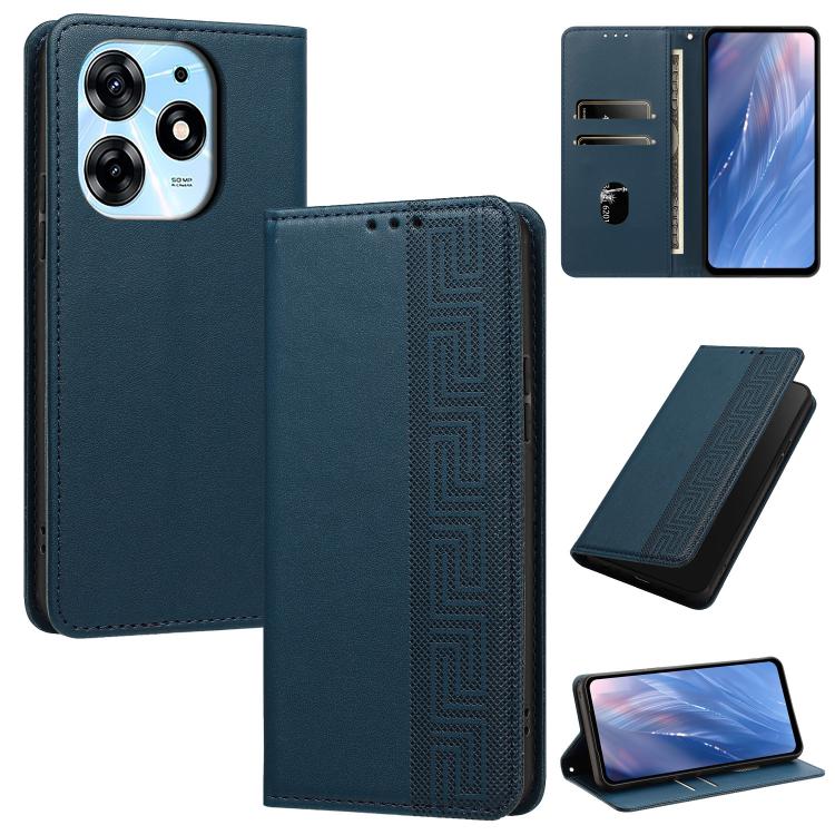 Embossed Meander Pattern RFID Vegan Leather Phone Case, For Tecno Pova 5, For Tecno Camon 20 Premier, For Tecno Camon 20 Pro 5G, For Tecno Camon 20 / 20 Pro 4G, For Tecno Spark Go 2023 / Pop 7 Pro, For Tecno Spark 10 4G / Spark 10C                     ...