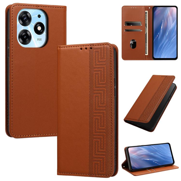 Embossed Meander Pattern RFID Vegan Leather Phone Case, For Tecno Pova 5, For Tecno Camon 20 Premier, For Tecno Camon 20 Pro 5G, For Tecno Camon 20 / 20 Pro 4G, For Tecno Spark Go 2023 / Pop 7 Pro, For Tecno Spark 10 4G / Spark 10C                     ...