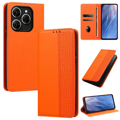 Embossed Meander Pattern RFID Vegan Leather Phone Case, For Tecno Spark 30 Pro 4G, For Tecno Spark 30 4G, For Tecno Spark 30C 4G, For Tecno Spark 20 Pro 5G, For Tecno Camon 30 Premier 5G, For Tecno Pova 6 Neo 4G, For Tecno Pova 6 5G                    ...