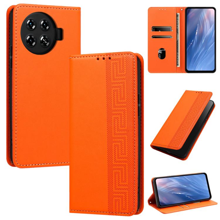 Embossed Meander Pattern RFID Vegan Leather Phone Case, For Tecno Spark 30 Pro 4G, For Tecno Spark 30 4G, For Tecno Spark 30C 4G, For Tecno Spark 20 Pro 5G, For Tecno Camon 30 Premier 5G, For Tecno Pova 6 Neo 4G, For Tecno Pova 6 5G                    ...