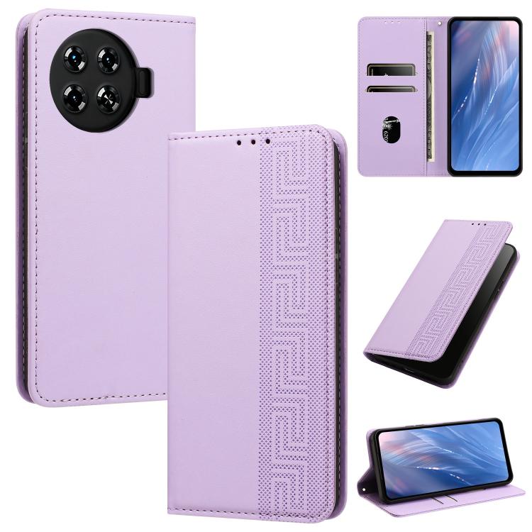 Embossed Meander Pattern RFID Vegan Leather Phone Case, For Tecno Spark 30 Pro 4G, For Tecno Spark 30 4G, For Tecno Spark 30C 4G, For Tecno Spark 20 Pro 5G, For Tecno Camon 30 Premier 5G, For Tecno Pova 6 Neo 4G, For Tecno Pova 6 5G                    ...