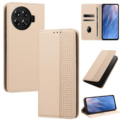 Embossed Meander Pattern RFID Vegan Leather Phone Case, For Tecno Spark 30 Pro 4G, For Tecno Spark 30 4G, For Tecno Spark 30C 4G, For Tecno Spark 20 Pro 5G, For Tecno Camon 30 Premier 5G, For Tecno Pova 6 Neo 4G, For Tecno Pova 6 5G                    ...