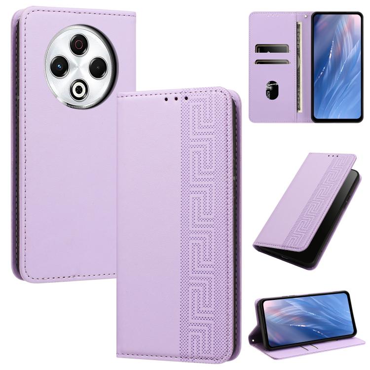 Embossed Meander Pattern RFID Vegan Leather Phone Case, For Tecno Spark 30 Pro 4G, For Tecno Spark 30 4G, For Tecno Spark 30C 4G, For Tecno Spark 20 Pro 5G, For Tecno Camon 30 Premier 5G, For Tecno Pova 6 Neo 4G, For Tecno Pova 6 5G                    ...
