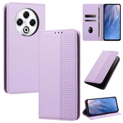 Embossed Meander Pattern RFID Vegan Leather Phone Case, For Tecno Spark 30 Pro 4G, For Tecno Spark 30 4G, For Tecno Spark 30C 4G, For Tecno Spark 20 Pro 5G, For Tecno Camon 30 Premier 5G, For Tecno Pova 6 Neo 4G, For Tecno Pova 6 5G                    ...