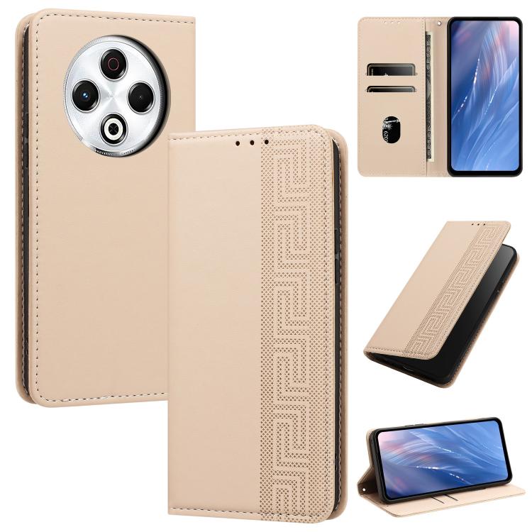 Embossed Meander Pattern RFID Vegan Leather Phone Case, For Tecno Spark 30 Pro 4G, For Tecno Spark 30 4G, For Tecno Spark 30C 4G, For Tecno Spark 20 Pro 5G, For Tecno Camon 30 Premier 5G, For Tecno Pova 6 Neo 4G, For Tecno Pova 6 5G                    ...
