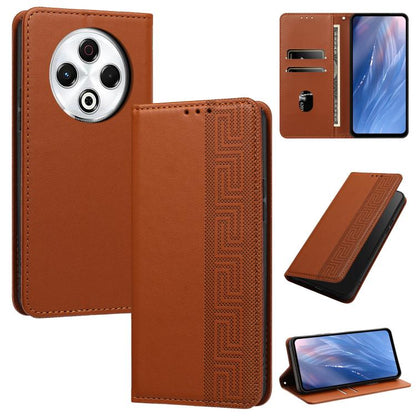 Embossed Meander Pattern RFID Vegan Leather Phone Case, For Tecno Spark 30 Pro 4G, For Tecno Spark 30 4G, For Tecno Spark 30C 4G, For Tecno Spark 20 Pro 5G, For Tecno Camon 30 Premier 5G, For Tecno Pova 6 Neo 4G, For Tecno Pova 6 5G                    ...