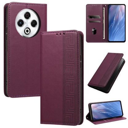 Embossed Meander Pattern RFID Vegan Leather Phone Case, For Tecno Spark 30 Pro 4G, For Tecno Spark 30 4G, For Tecno Spark 30C 4G, For Tecno Spark 20 Pro 5G, For Tecno Camon 30 Premier 5G, For Tecno Pova 6 Neo 4G, For Tecno Pova 6 5G                    ...