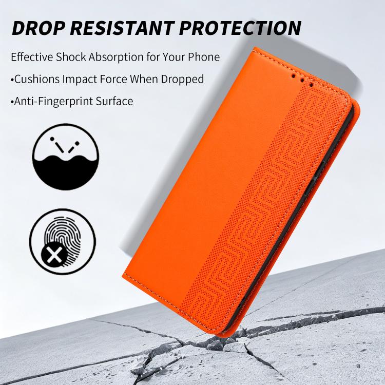 Embossed Meander Pattern RFID Vegan Leather Phone Case, For Tecno Spark 30 Pro 4G, For Tecno Spark 30 4G, For Tecno Spark 30C 4G, For Tecno Spark 20 Pro 5G, For Tecno Camon 30 Premier 5G, For Tecno Pova 6 Neo 4G, For Tecno Pova 6 5G                    ...
