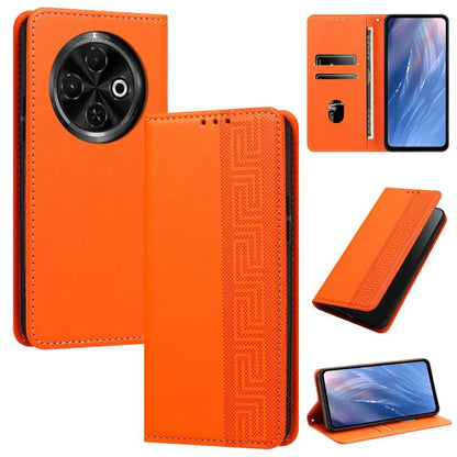 Embossed Meander Pattern RFID Vegan Leather Phone Case, For Tecno Spark 30 Pro 4G, For Tecno Spark 30 4G, For Tecno Spark 30C 4G, For Tecno Spark 20 Pro 5G, For Tecno Camon 30 Premier 5G, For Tecno Pova 6 Neo 4G, For Tecno Pova 6 5G                    ...