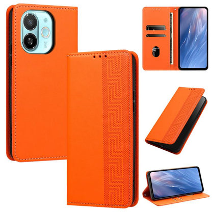 Embossed Meander Pattern RFID Vegan Leather Phone Case, For Tecno Spark 40 Pro 4G, For Tecno Spark 40 4G, For Tecno Pova 7 Ultra, For Tecno Pova 7 4G, For Tecno Spark Go 1/Go 1S/Pop 9 4G, For Tecno Camon 40 Pro 4G, For Tecno Camon 40 Premier 5G        ...