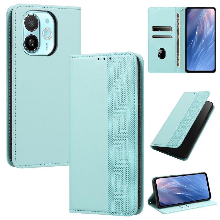 Embossed Meander Pattern RFID Vegan Leather Phone Case, For Tecno Spark 40 Pro 4G, For Tecno Spark 40 4G, For Tecno Pova 7 Ultra, For Tecno Pova 7 4G, For Tecno Spark Go 1/Go 1S/Pop 9 4G, For Tecno Camon 40 Pro 4G, For Tecno Camon 40 Premier 5G        ...