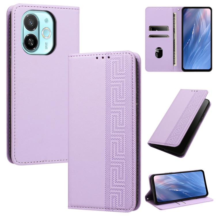 Embossed Meander Pattern RFID Vegan Leather Phone Case, For Tecno Spark 40 Pro 4G, For Tecno Spark 40 4G, For Tecno Pova 7 Ultra, For Tecno Pova 7 4G, For Tecno Spark Go 1/Go 1S/Pop 9 4G, For Tecno Camon 40 Pro 4G, For Tecno Camon 40 Premier 5G        ...