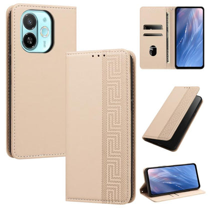 Embossed Meander Pattern RFID Vegan Leather Phone Case, For Tecno Spark 40 Pro 4G, For Tecno Spark 40 4G, For Tecno Pova 7 Ultra, For Tecno Pova 7 4G, For Tecno Spark Go 1/Go 1S/Pop 9 4G, For Tecno Camon 40 Pro 4G, For Tecno Camon 40 Premier 5G        ...