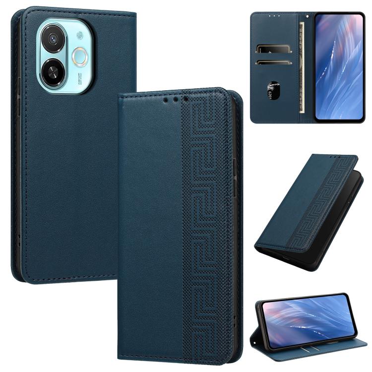 Embossed Meander Pattern RFID Vegan Leather Phone Case, For Tecno Spark 40 Pro 4G, For Tecno Spark 40 4G, For Tecno Pova 7 Ultra, For Tecno Pova 7 4G, For Tecno Spark Go 1/Go 1S/Pop 9 4G, For Tecno Camon 40 Pro 4G, For Tecno Camon 40 Premier 5G        ...