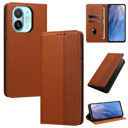 Embossed Meander Pattern RFID Vegan Leather Phone Case, For Tecno Spark 40 Pro 4G, For Tecno Spark 40 4G, For Tecno Pova 7 Ultra, For Tecno Pova 7 4G, For Tecno Spark Go 1/Go 1S/Pop 9 4G, For Tecno Camon 40 Pro 4G, For Tecno Camon 40 Premier 5G        ...