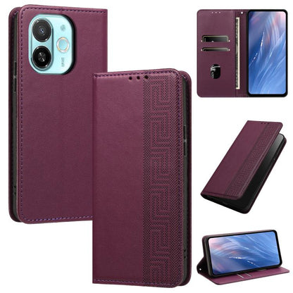 Embossed Meander Pattern RFID Vegan Leather Phone Case, For Tecno Spark 40 Pro 4G, For Tecno Spark 40 4G, For Tecno Pova 7 Ultra, For Tecno Pova 7 4G, For Tecno Spark Go 1/Go 1S/Pop 9 4G, For Tecno Camon 40 Pro 4G, For Tecno Camon 40 Premier 5G        ...