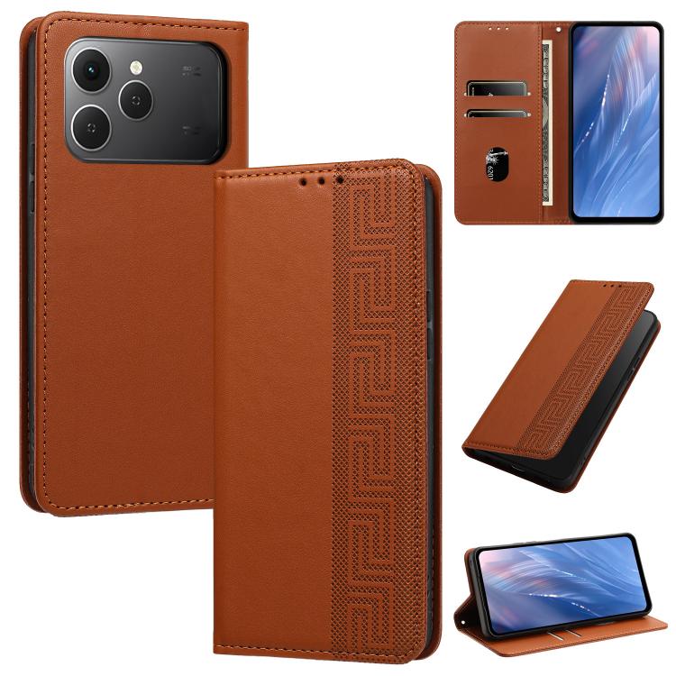 Embossed Meander Pattern RFID Vegan Leather Phone Case, For Tecno Spark 40 Pro 4G, For Tecno Spark 40 4G, For Tecno Pova 7 Ultra, For Tecno Pova 7 4G, For Tecno Spark Go 1/Go 1S/Pop 9 4G, For Tecno Camon 40 Pro 4G, For Tecno Camon 40 Premier 5G        ...