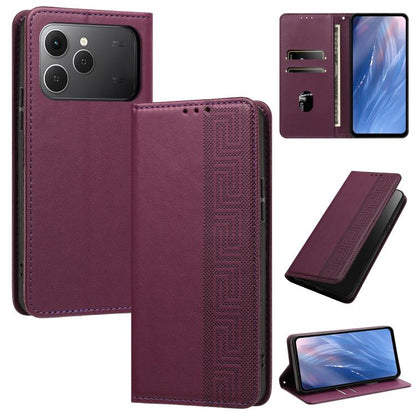Embossed Meander Pattern RFID Vegan Leather Phone Case, For Tecno Spark 40 Pro 4G, For Tecno Spark 40 4G, For Tecno Pova 7 Ultra, For Tecno Pova 7 4G, For Tecno Spark Go 1/Go 1S/Pop 9 4G, For Tecno Camon 40 Pro 4G, For Tecno Camon 40 Premier 5G        ...