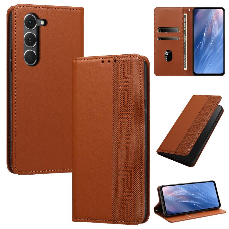 Embossed Meander Pattern RFID Vegan Leather Phone Case, For Tecno Spark 40 Pro 4G, For Tecno Spark 40 4G, For Tecno Pova 7 Ultra, For Tecno Pova 7 4G, For Tecno Spark Go 1/Go 1S/Pop 9 4G, For Tecno Camon 40 Pro 4G, For Tecno Camon 40 Premier 5G        ...