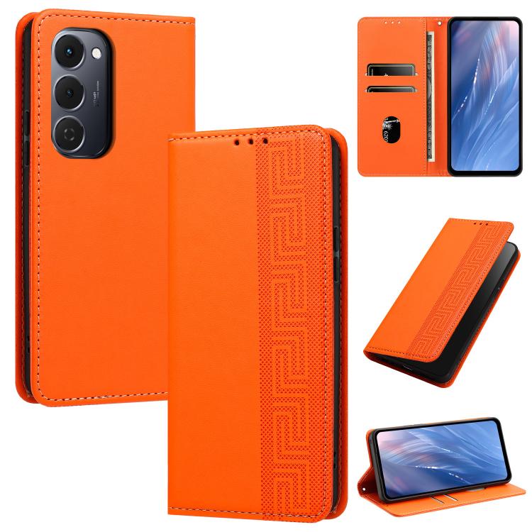 Embossed Meander Pattern RFID Vegan Leather Phone Case, For Tecno Spark Go 2024 / Spark 20 4G, For Tecno Camon 50 Pro 4G / 5G, For Tecno Spark 50 5G, For Tecno Spark 50 4G, For Tecno Camon 50 4G, For Tecno Spark Go 3, For Tecno Spark Go 2025 / Spark 40...