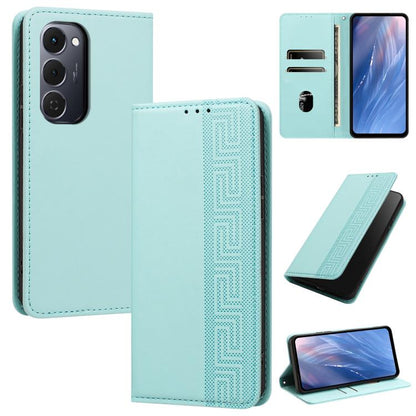 Embossed Meander Pattern RFID Vegan Leather Phone Case, For Tecno Spark Go 2024 / Spark 20 4G, For Tecno Camon 50 Pro 4G / 5G, For Tecno Spark 50 5G, For Tecno Spark 50 4G, For Tecno Camon 50 4G, For Tecno Spark Go 3, For Tecno Spark Go 2025 / Spark 40...