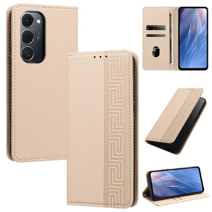 Embossed Meander Pattern RFID Vegan Leather Phone Case, For Tecno Spark Go 2024 / Spark 20 4G, For Tecno Camon 50 Pro 4G / 5G, For Tecno Spark 50 5G, For Tecno Spark 50 4G, For Tecno Camon 50 4G, For Tecno Spark Go 3, For Tecno Spark Go 2025 / Spark 40...