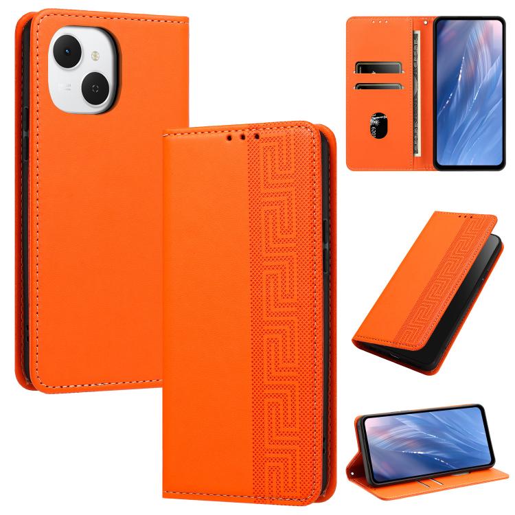 Embossed Meander Pattern RFID Vegan Leather Phone Case, For Tecno Spark Go 2024 / Spark 20 4G, For Tecno Camon 50 Pro 4G / 5G, For Tecno Spark 50 5G, For Tecno Spark 50 4G, For Tecno Camon 50 4G, For Tecno Spark Go 3, For Tecno Spark Go 2025 / Spark 40...