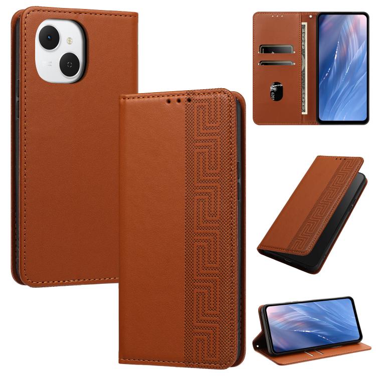 Embossed Meander Pattern RFID Vegan Leather Phone Case, For Tecno Spark Go 2024 / Spark 20 4G, For Tecno Camon 50 Pro 4G / 5G, For Tecno Spark 50 5G, For Tecno Spark 50 4G, For Tecno Camon 50 4G, For Tecno Spark Go 3, For Tecno Spark Go 2025 / Spark 40...