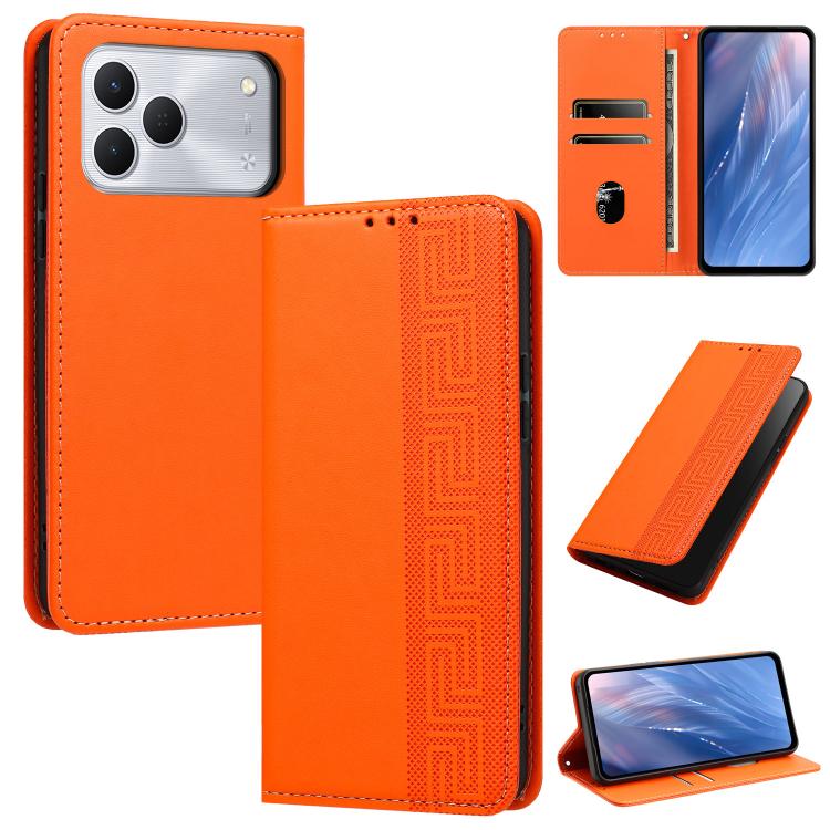 Embossed Meander Pattern RFID Vegan Leather Phone Case, For Tecno Spark Go 2024 / Spark 20 4G, For Tecno Camon 50 Pro 4G / 5G, For Tecno Spark 50 5G, For Tecno Spark 50 4G, For Tecno Camon 50 4G, For Tecno Spark Go 3, For Tecno Spark Go 2025 / Spark 40...