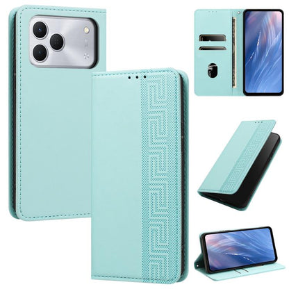 Embossed Meander Pattern RFID Vegan Leather Phone Case, For Tecno Spark Go 2024 / Spark 20 4G, For Tecno Camon 50 Pro 4G / 5G, For Tecno Spark 50 5G, For Tecno Spark 50 4G, For Tecno Camon 50 4G, For Tecno Spark Go 3, For Tecno Spark Go 2025 / Spark 40...
