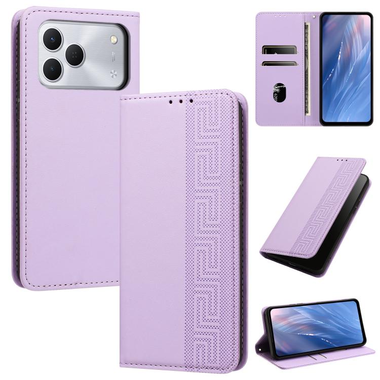 Embossed Meander Pattern RFID Vegan Leather Phone Case, For Tecno Spark Go 2024 / Spark 20 4G, For Tecno Camon 50 Pro 4G / 5G, For Tecno Spark 50 5G, For Tecno Spark 50 4G, For Tecno Camon 50 4G, For Tecno Spark Go 3, For Tecno Spark Go 2025 / Spark 40...