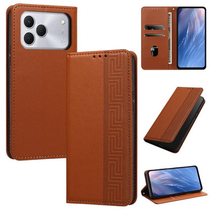 Embossed Meander Pattern RFID Vegan Leather Phone Case, For Tecno Spark Go 2024 / Spark 20 4G, For Tecno Camon 50 Pro 4G / 5G, For Tecno Spark 50 5G, For Tecno Spark 50 4G, For Tecno Camon 50 4G, For Tecno Spark Go 3, For Tecno Spark Go 2025 / Spark 40...