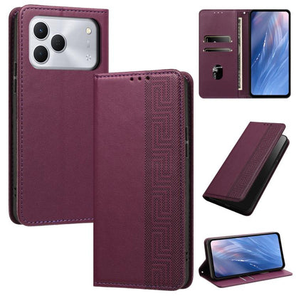 Embossed Meander Pattern RFID Vegan Leather Phone Case, For Tecno Spark Go 2024 / Spark 20 4G, For Tecno Camon 50 Pro 4G / 5G, For Tecno Spark 50 5G, For Tecno Spark 50 4G, For Tecno Camon 50 4G, For Tecno Spark Go 3, For Tecno Spark Go 2025 / Spark 40...
