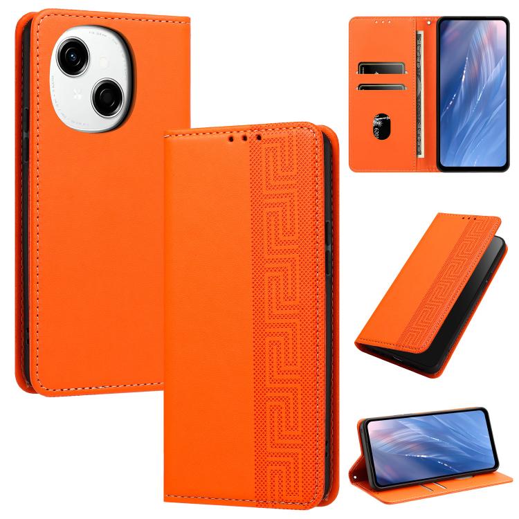 Embossed Meander Pattern RFID Vegan Leather Phone Case, For Tecno Spark 40 Pro 4G, For Tecno Spark 40 4G, For Tecno Pova 7 Ultra, For Tecno Pova 7 4G, For Tecno Spark Go 1/Go 1S/Pop 9 4G, For Tecno Camon 40 Pro 4G, For Tecno Camon 40 Premier 5G        ...
