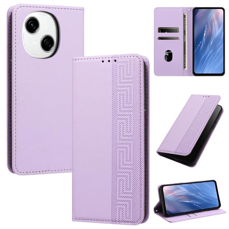 Embossed Meander Pattern RFID Vegan Leather Phone Case, For Tecno Spark 40 Pro 4G, For Tecno Spark 40 4G, For Tecno Pova 7 Ultra, For Tecno Pova 7 4G, For Tecno Spark Go 1/Go 1S/Pop 9 4G, For Tecno Camon 40 Pro 4G, For Tecno Camon 40 Premier 5G        ...