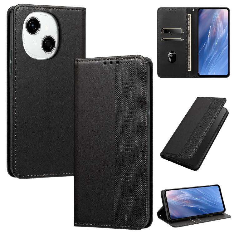 Embossed Meander Pattern RFID Vegan Leather Phone Case, For Tecno Spark 40 Pro 4G, For Tecno Spark 40 4G, For Tecno Pova 7 Ultra, For Tecno Pova 7 4G, For Tecno Spark Go 1/Go 1S/Pop 9 4G, For Tecno Camon 40 Pro 4G, For Tecno Camon 40 Premier 5G        ...
