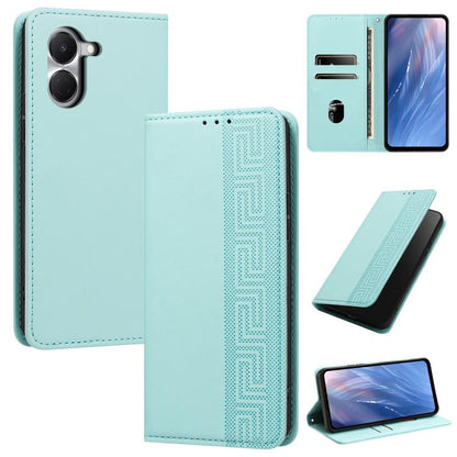 Embossed Meander Pattern RFID Vegan Leather Phone Case, For Tecno Spark Go 2024 / Spark 20 4G, For Tecno Camon 50 Pro 4G / 5G, For Tecno Spark 50 5G, For Tecno Spark 50 4G, For Tecno Camon 50 4G, For Tecno Spark Go 3, For Tecno Spark Go 2025 / Spark 40...