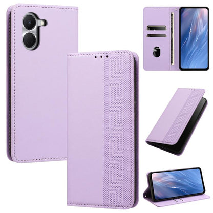 Embossed Meander Pattern RFID Vegan Leather Phone Case, For Tecno Spark Go 2024 / Spark 20 4G, For Tecno Camon 50 Pro 4G / 5G, For Tecno Spark 50 5G, For Tecno Spark 50 4G, For Tecno Camon 50 4G, For Tecno Spark Go 3, For Tecno Spark Go 2025 / Spark 40...