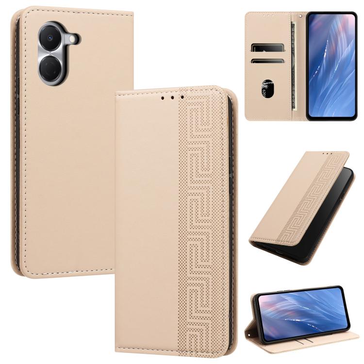Embossed Meander Pattern RFID Vegan Leather Phone Case, For Tecno Spark Go 2024 / Spark 20 4G, For Tecno Camon 50 Pro 4G / 5G, For Tecno Spark 50 5G, For Tecno Spark 50 4G, For Tecno Camon 50 4G, For Tecno Spark Go 3, For Tecno Spark Go 2025 / Spark 40...